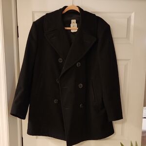 US NAVY Men's Double-Breasted Black Peacoat